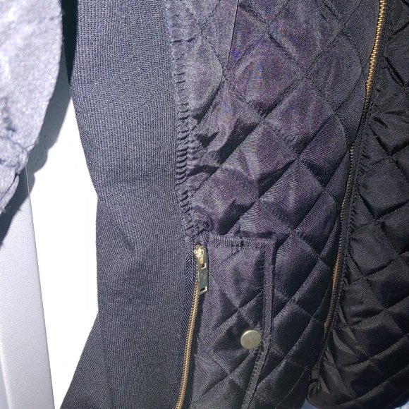 NWOT So Cool! Quilted Moto Style Puffer Jacket Elastic Side Panels - Picture 4 of 9